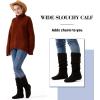 katliu Women’s Slouchy Mid Calf Boots Zip up Flat Boots(Faux Suede Black)