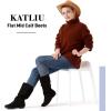 katliu Women’s Slouchy Mid Calf Boots Zip up Flat Boots(Faux Suede Black)
