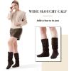 katliu Women’s Slouchy Mid Calf Boots Zip up Flat Boots(Faux Suede Brown)