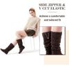katliu Women’s Slouchy Mid Calf Boots Zip up Flat Boots(Faux Suede Brown)