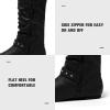 katliu Women’s Slouchy Mid Calf Boots Zip up Flat Boots(Night Black)