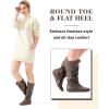 katliu Women’s Slouchy Mid Calf Boots Zip up Flat Boots(Tan)