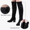 katliu Women’s Thigh High Boots Sexy Stacked Block Heel Boots Over the Knee(Black)