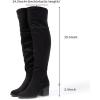 katliu Women’s Thigh High Boots Sexy Stacked Block Heel Boots Over the Knee(Black)