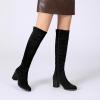 katliu Women’s Thigh High Boots Sexy Stacked Block Heel Boots Over the Knee(Black)