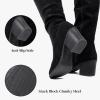 katliu Women’s Thigh High Boots Sexy Stacked Block Heel Boots Over the Knee(Black)