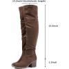 katliu Women’s Thigh High Boots Sexy Stacked Block Heel Boots Over the Knee(Brown)