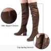 katliu Women’s Thigh High Boots Sexy Stacked Block Heel Boots Over the Knee(Brown)