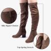 katliu Women’s Thigh High Boots Sexy Stacked Block Heel Boots Over the Knee(Khaki)