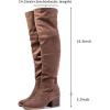 katliu Women’s Thigh High Boots Sexy Stacked Block Heel Boots Over the Knee(Khaki)