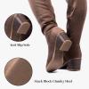 katliu Women’s Thigh High Boots Sexy Stacked Block Heel Boots Over the Knee(Khaki)