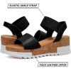 katliu Women’s Wedge Platform Sandals Elastic Ankle Strap Cork Platform Sandals