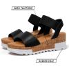 katliu Women’s Wedge Platform Sandals Elastic Ankle Strap Cork Platform Sandals