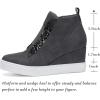 katliu Women’s Wedge Sneakers Platform Wedge Shoes Animal Print Wedge Booties Dark grey