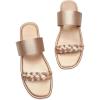 katliu Women’s Braided Flat Sandals Two Strap Slide Sandals Open Toe Gold 9