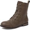 katliu Women’s Combat Boots Lace up Military Ankle Boots Side Zipper Round Toe Booties(Coffee)