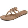 katliu Women’s Flat Sandals Flip Flop Sandals Comfortable Dressy Thong Sandals(Almond)