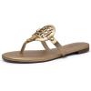 katliu Women’s Flat Sandals Flip Flop Sandals Comfortable Dressy Thong Sandals(Gold)