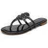 katliu Women’s Flat Sandals Flip Flop Sandals Comfortable Dressy Thong Sandals(Rich Black)