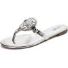 katliu Women’s Flat Sandals Flip Flop Sandals Comfortable Dressy Thong Sandals(Silver)
