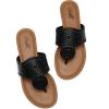 katliu Women’s Flat Sandals Flip Flop Sandals Dressy Thong Sandals(A-black)