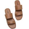katliu Women’s Flat Sandals Two Strap Slide Sandals Open Toe(Brown)