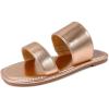 katliu Women’s Flat Sandals Two Strap Slide Sandals Open Toe(Rose Gold)