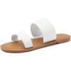 katliu Women’s Flat Sandals Two Strap Slide Sandals Open Toe(Snow White)