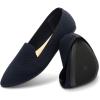 katliu Women’s Flats Knit Comfort Pointed Toe Ballet Flats Shoes Casual Slip On Shoes(Dark Blue)