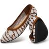 katliu Women’s Flats Knit Comfort Pointed Toe Ballet Flats Shoes Casual Slip On Shoes(Stripes Brown)