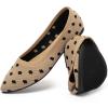 katliu Women’s Flats Knit Comfort Pointed Toe Ballet Flats Shoes Casual Slip On Shoes(Tan)