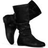 katliu Women’s Slouchy Mid Calf Boots Zip up Flat Boots(Black)