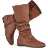 katliu Women’s Slouchy Mid Calf Boots Zip up Flat Boots(Brown)
