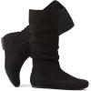 katliu Women’s Slouchy Mid Calf Boots Zip up Flat Boots(Faux Suede Black)