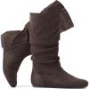 katliu Women’s Slouchy Mid Calf Boots Zip up Flat Boots(Faux Suede Brown)