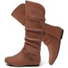katliu Women’s Slouchy Mid Calf Boots Zip up Flat Boots(Russet)