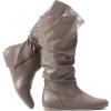 katliu Women’s Slouchy Mid Calf Boots Zip up Flat Boots(Tan)