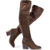 katliu Women’s Thigh High Boots Sexy Stacked Block Heel Boots Over the Knee(Brown)
