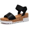 katliu Women’s Wedge Platform Sandals Elastic Ankle Strap Cork Platform Sandals