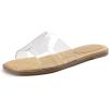 Rihero Women’s Dressy Flat Sandals Comfortable Slip On Leather Slide Sandals(Clear)