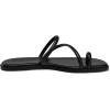 Rihero Women’s Slide Sandals Comfortable Square Toe Beach Slip On Strappy Thong Flat Sandals(Black)
