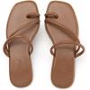 Rihero Women’s Slide Sandals Comfortable Square Toe Beach Slip On Strappy Thong Flat Sandals(Brown)