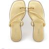 Rihero Women’s Slide Sandals Comfortable Square Toe Beach Slip On Strappy Thong Flat Sandals(Gold)