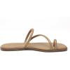 Rihero Women’s Slide Sandals Comfortable Square Toe Beach Slip On Strappy Thong Flat Sandals(Taupe)