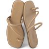 Rihero Women’s Slide Sandals Comfortable Square Toe Beach Slip On Strappy Thong Flat Sandals(Taupe)