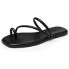 Rihero Women’s Slide Sandals Comfortable Square Toe Beach Slip On Strappy Thong Flat Sandals(Black)