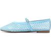 Rihero Mesh Ballet Flats for Women Comfortable Square Toe Ballerina Flats Buckle Strap Casual Fishnet Flat Shoes(Blue)