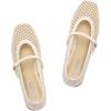 Rihero Mesh Ballet Flats for Women Comfortable Square Toe Ballerina Flats Buckle Strap Casual Fishnet Flat Shoes(Nude)