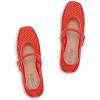 Rihero Mesh Ballet Flats for Women Comfortable Square Toe Ballerina Flats Buckle Strap Casual Fishnet Flat Shoes(Red)