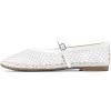 Rihero Mesh Ballet Flats for Women Comfortable Square Toe Ballerina Flats Buckle Strap Casual Fishnet Flat Shoes(White)